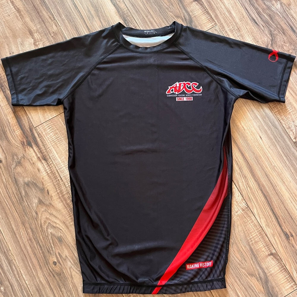 A.D.C.C Men’s Black Rash Guard with Red Accent